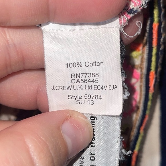 J CREW Navy White Striped 100% Cotton Embroidered Top Size Medium - Picture 5 of 6